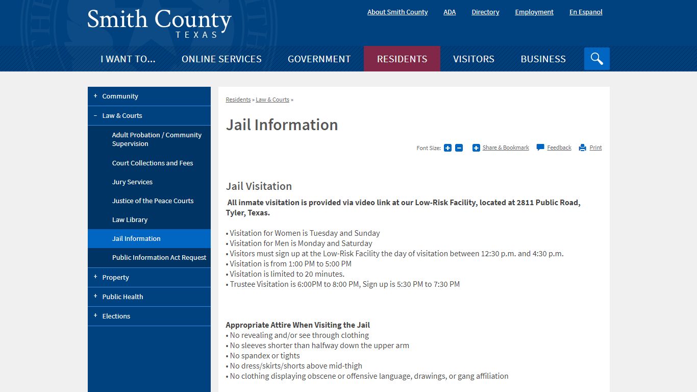 Jail Information | Smith County, TX